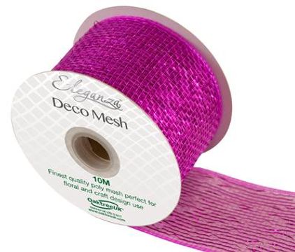 Eleganza Deco Mesh Metallic 63mm x 10m Fuchsia No.28 - Organza / Fabric